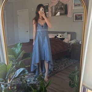 NWT Zac Posen Navy Striped Jacquard High Low Gown